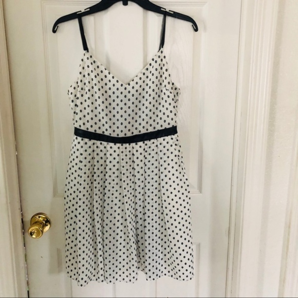 SAM EDELMAN Polkadot pleated black & white mini fit & flare dress SIZE 2